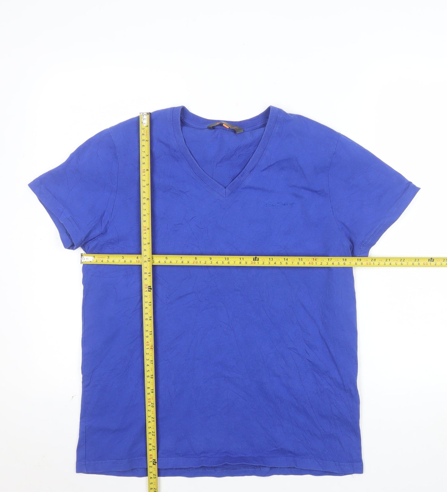 Ben Sherman Men's Blue V-Neck Cotton T-Shirt Size L