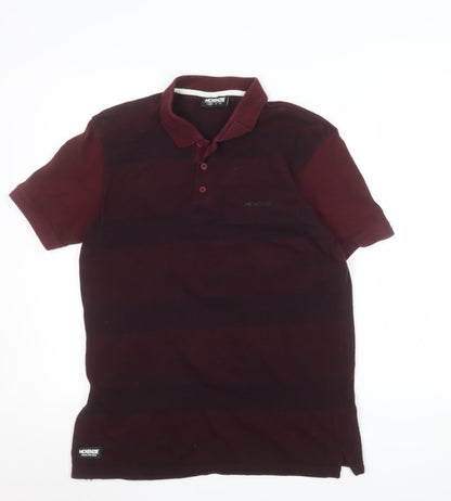 McKenzie Men's Red Striped Cotton Polo Shirt Size M