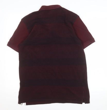 McKenzie Men's Red Striped Cotton Polo Shirt Size M