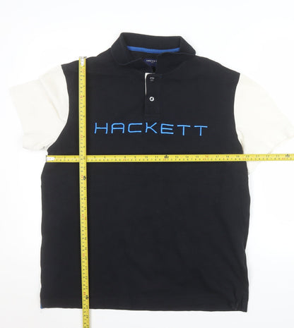 Hackett Golf Men's Black Polo Shirt L Embroidered Logo Cotton