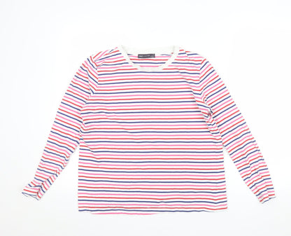 Marks and Spencer Women Multicoloured Striped Cotton Long Sleeve T-Shirt Size 12