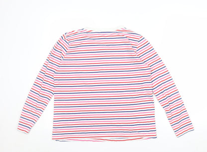 Marks and Spencer Women Multicoloured Striped Cotton Long Sleeve T-Shirt Size 12