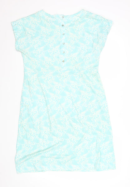 Weird Fish Women Blue Cotton Shift Dress Size 14 Casual Summer