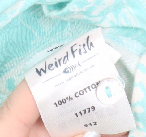Weird Fish Women Blue Cotton Shift Dress Size 14 Casual Summer