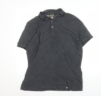 Pretty Green Mens Grey Cotton Short Sleeve Polo Shirt XL