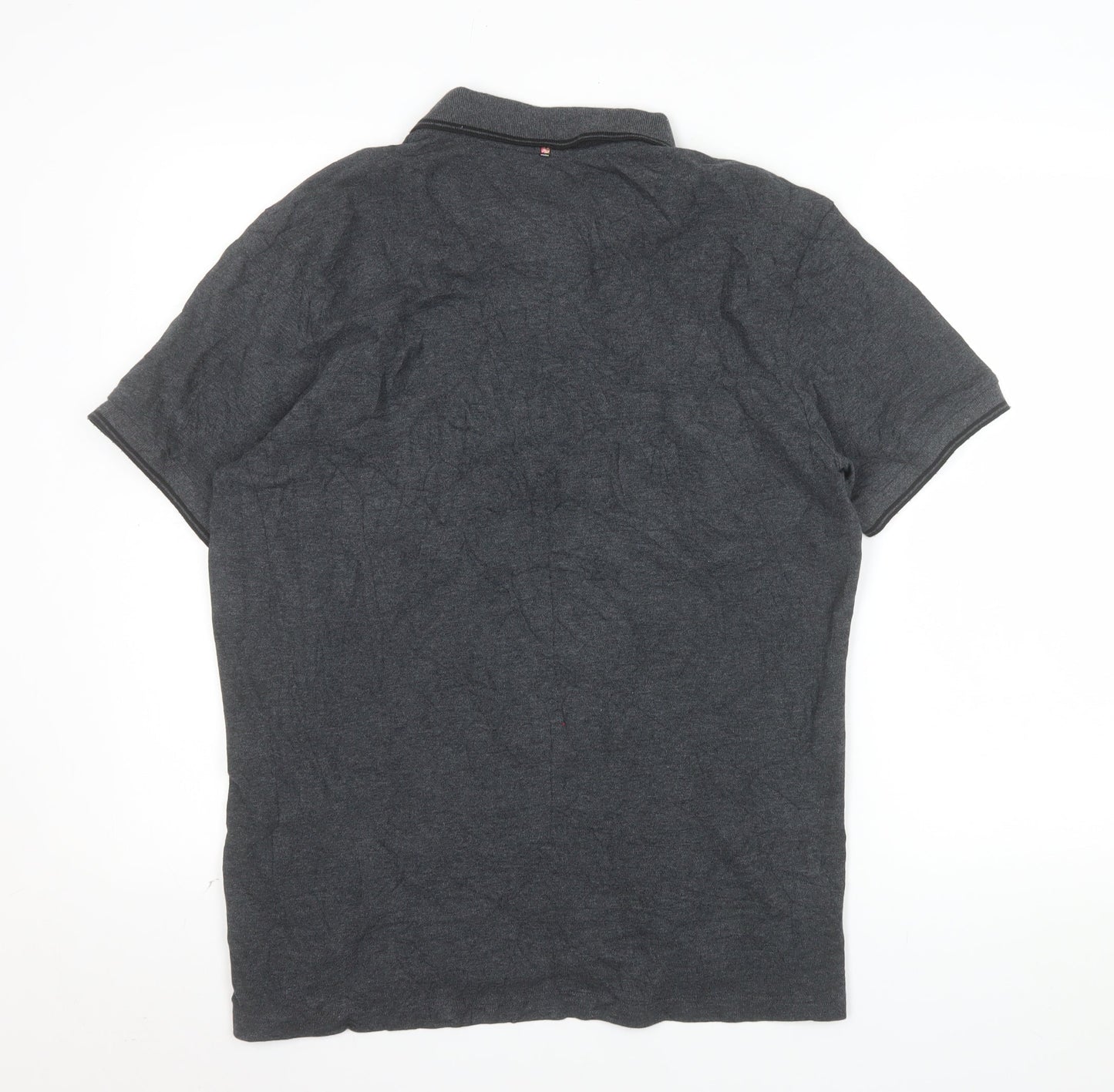 Pretty Green Mens Grey Cotton Short Sleeve Polo Shirt XL
