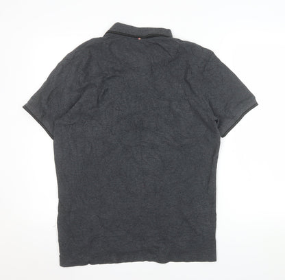 Pretty Green Mens Grey Cotton Short Sleeve Polo Shirt XL