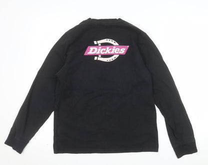 Dickies Womens Black Small Pullover Sweatshirt 100% Cotton Crew Neck