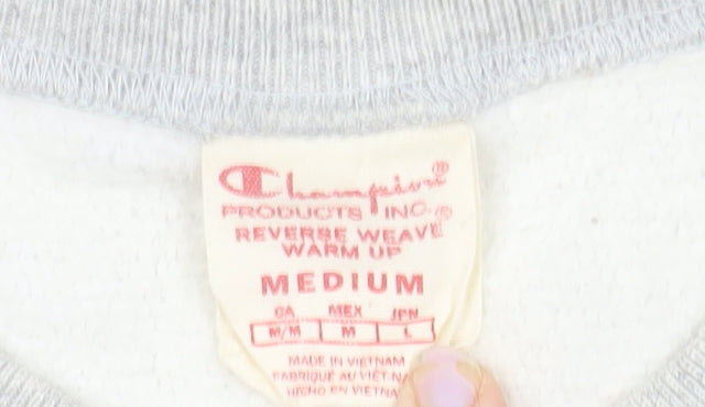 Champion Men's Grey Reverse Weave Crew Neck Sweatshirt Medium