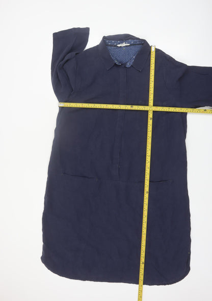 White Stuff Women's Blue Lyocell Shirt Dress Size 18