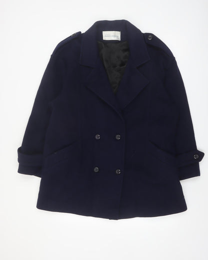 Marks and Spencer Women’s Blue Wool Pea Coat Size 14 Vintage