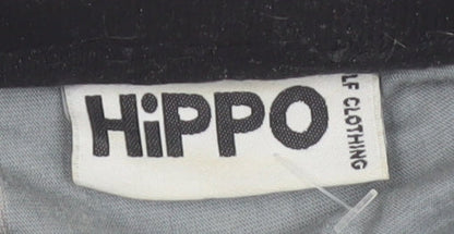 Hippo Men’s Grey Striped Cotton Polo Shirt XL Casual