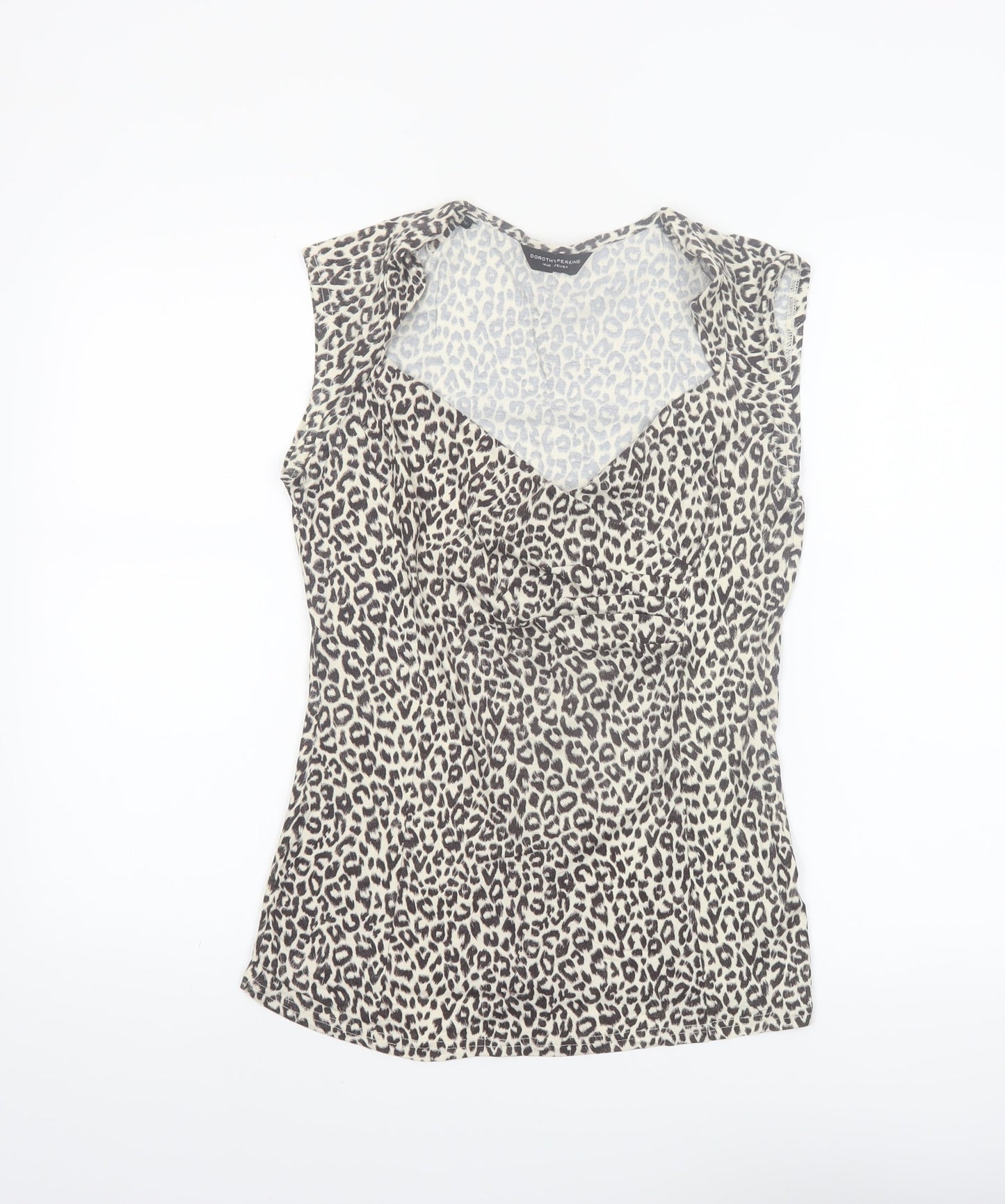 Dorothy Perkins Women’s Beige Leopard Print Sleeveless Wrap Blouse Size 14