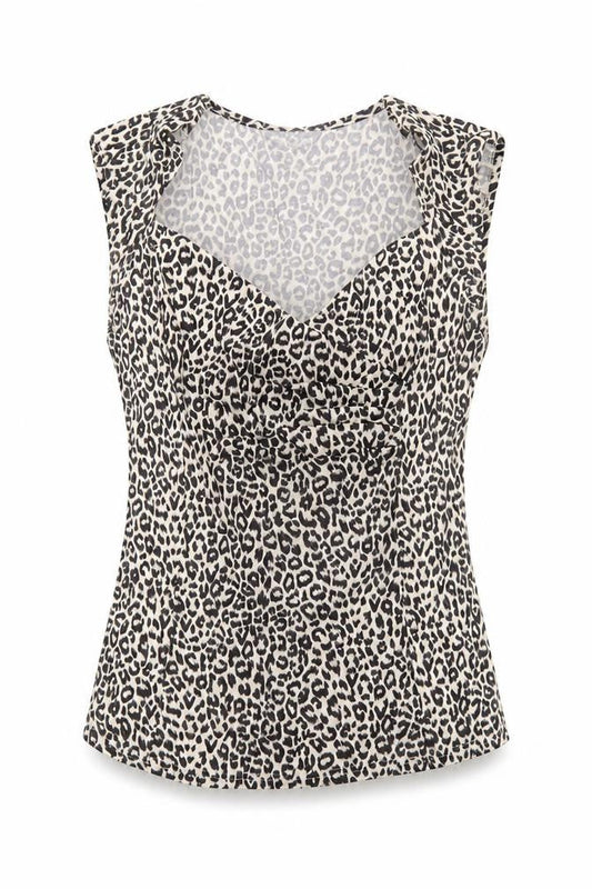 Dorothy Perkins Women’s Beige Leopard Print Sleeveless Wrap Blouse Size 14