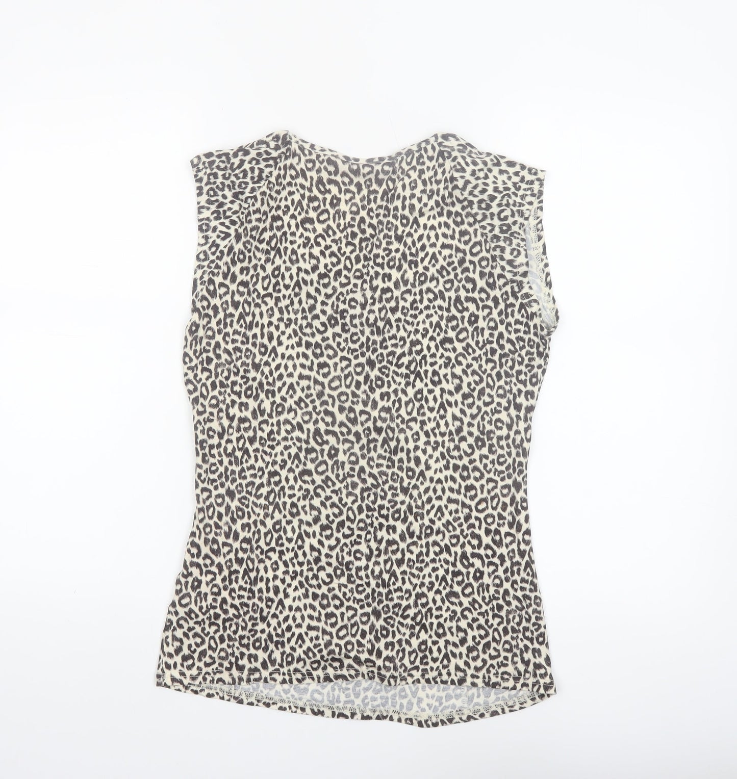 Dorothy Perkins Women’s Beige Leopard Print Sleeveless Wrap Blouse Size 14