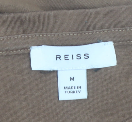 Reiss Men's Brown Cotton Crew Neck Short Sleeve T-Shirt M