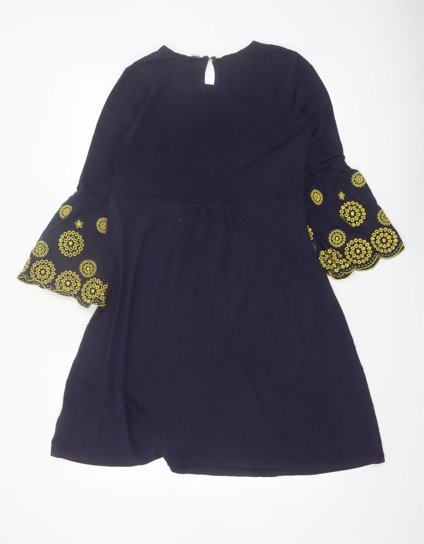 Boden Women's Blue Embroidered A-Line Long Sleeve Dress Size 10