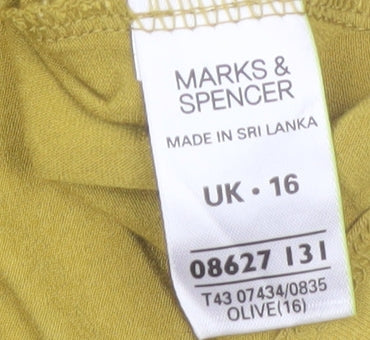 Marks and Spencer Women's Green Sleeveless Jersey Tank Top Size 16
