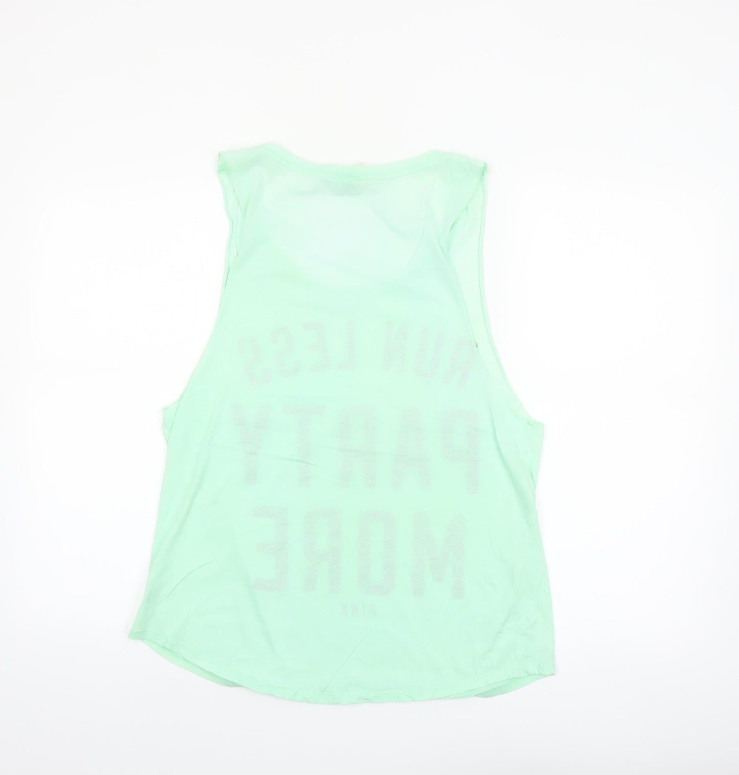 Victoria's Secret Pink Women's Green Tank Top M 'Run Less Party More'