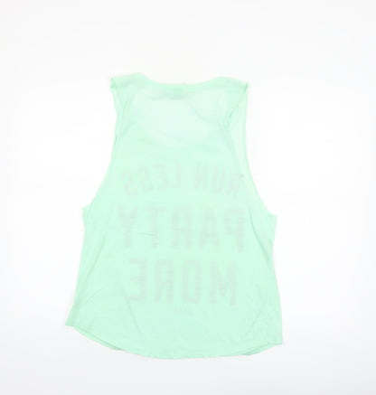 Victoria's Secret Pink Women's Green Tank Top M 'Run Less Party More'