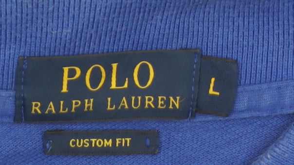 Ralph Lauren Men's Blue Custom Fit Cotton Polo Shirt L