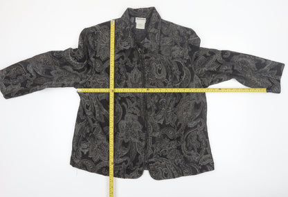 BonWorth Women’s Grey Paisley Zip Jacket L Classic Mid-Length