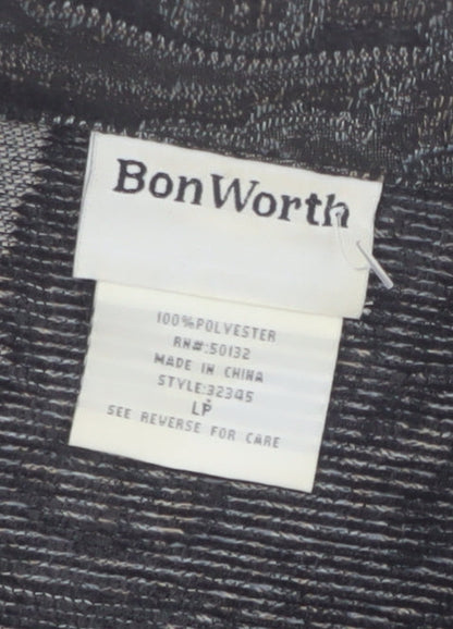 BonWorth Women’s Grey Paisley Zip Jacket L Classic Mid-Length