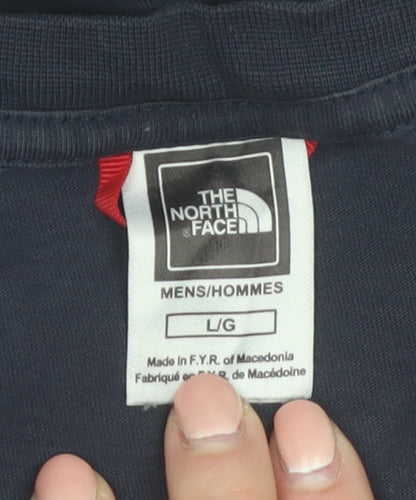 The North Face Men's Navy Blue Logo Graphic Cotton T-Shirt Size L