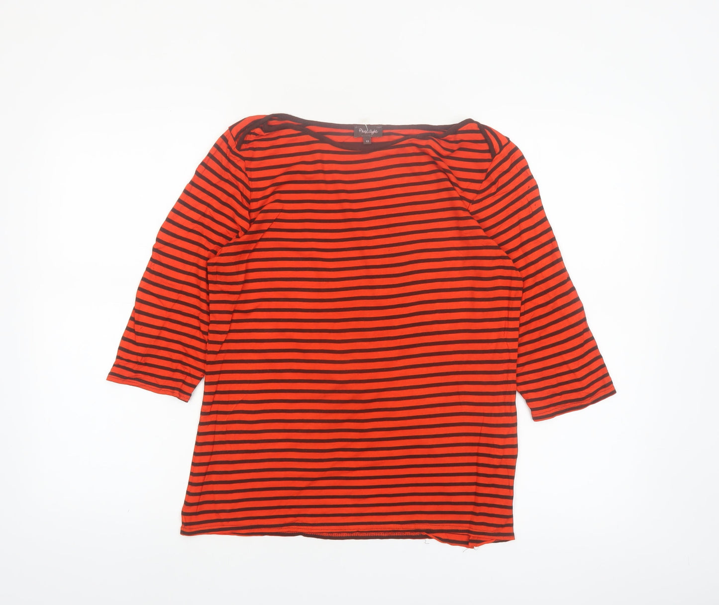 Phase Eight Women's Red Striped 3/4 Sleeve Jersey Top Size 12