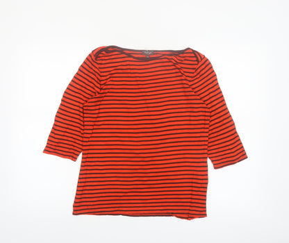 Phase Eight Women's Red Striped 3/4 Sleeve Jersey Top Size 12
