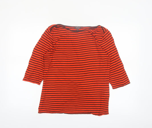 Phase Eight Women's Red Striped 3/4 Sleeve Jersey Top Size 12