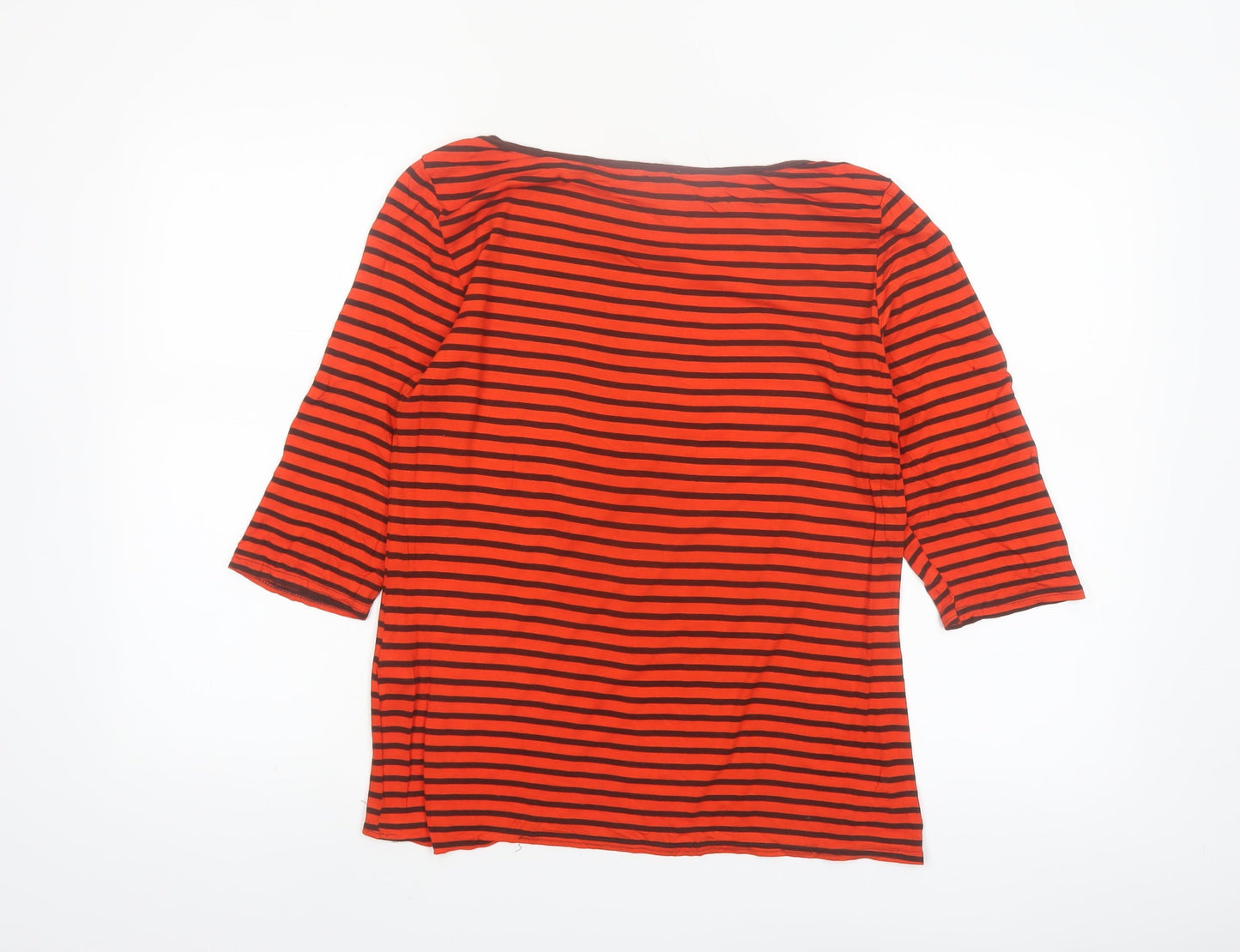 Phase Eight Women's Red Striped 3/4 Sleeve Jersey Top Size 12