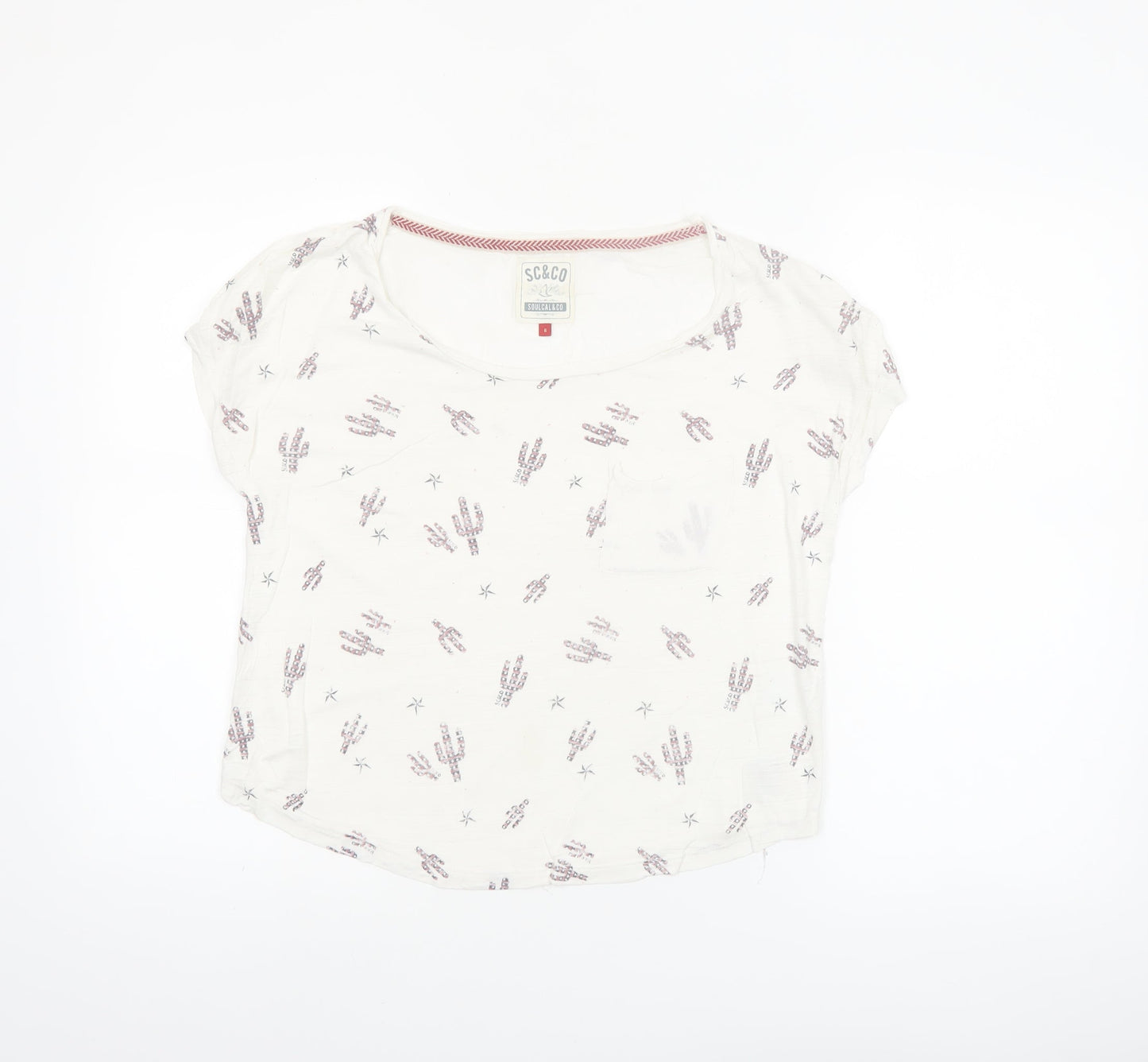 SoulCal & Co Women's White Cotton Cropped T-Shirt Size 6