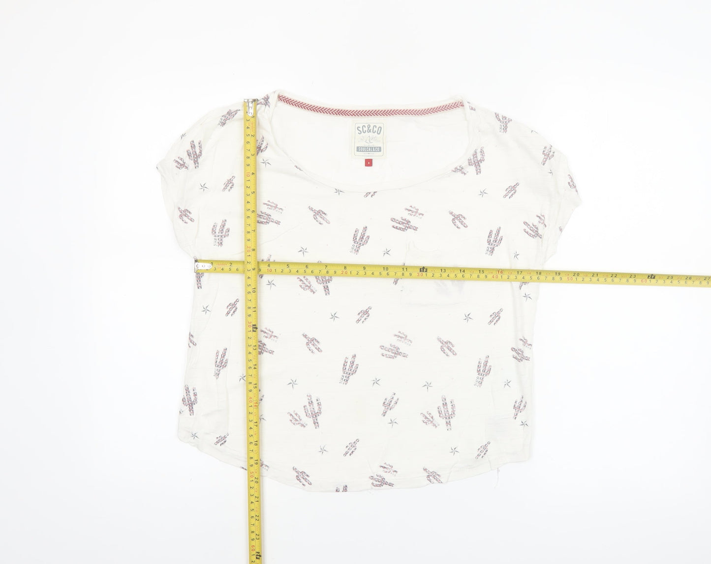 SoulCal & Co Women's White Cotton Cropped T-Shirt Size 6