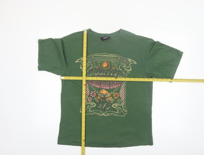 Cider Women's Green Graphic Cotton T-Shirt M Short Sleeve Retro