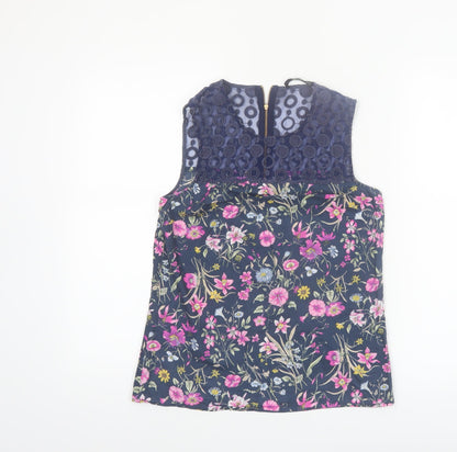 Oasis Women's Multicoloured Floral Lace Sleeveless Blouse Size 8