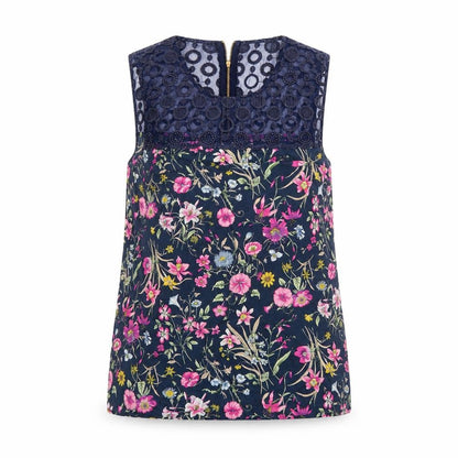 Oasis Women's Multicoloured Floral Lace Sleeveless Blouse Size 8