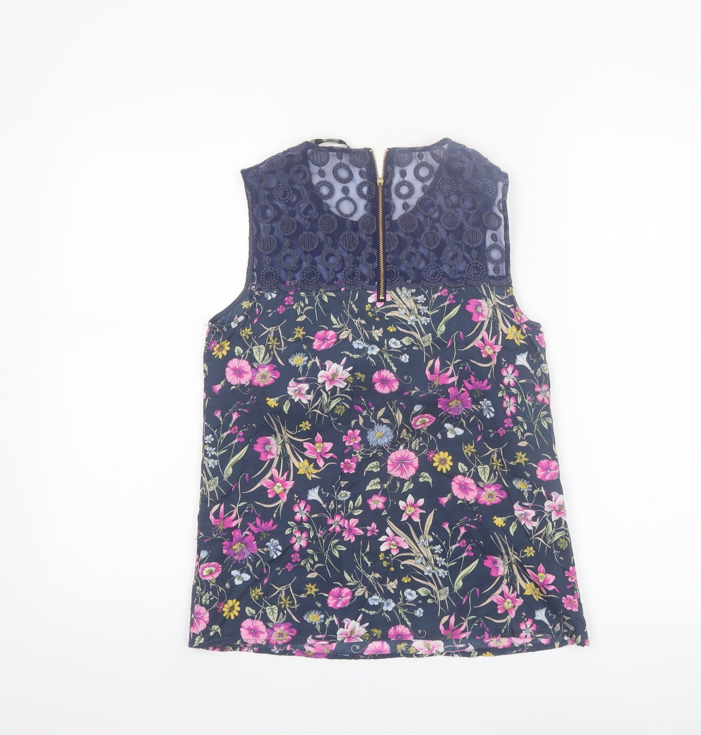 Oasis Women's Multicoloured Floral Lace Sleeveless Blouse Size 8