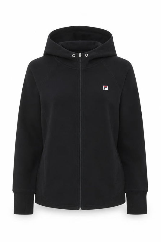 Front view of Fila Women's Black XL Full Zip Hoodie Sweatshirt