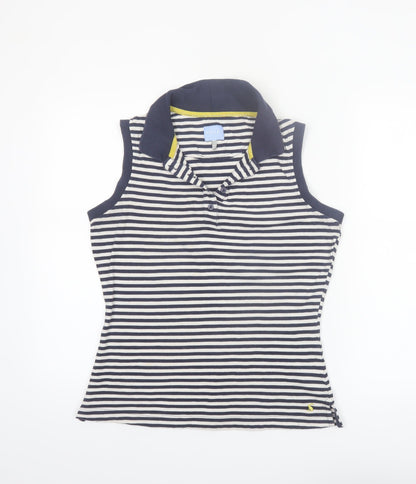 Joules Women's Blue Striped Sleeveless Collared Polo Top Size 12