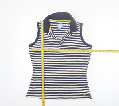 Joules Women's Blue Striped Sleeveless Collared Polo Top Size 12
