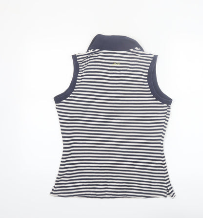 Joules Women's Blue Striped Sleeveless Collared Polo Top Size 12