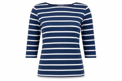 Marks & Spencer Women's Blue Striped Long Sleeve Boat Neck Top Size 8