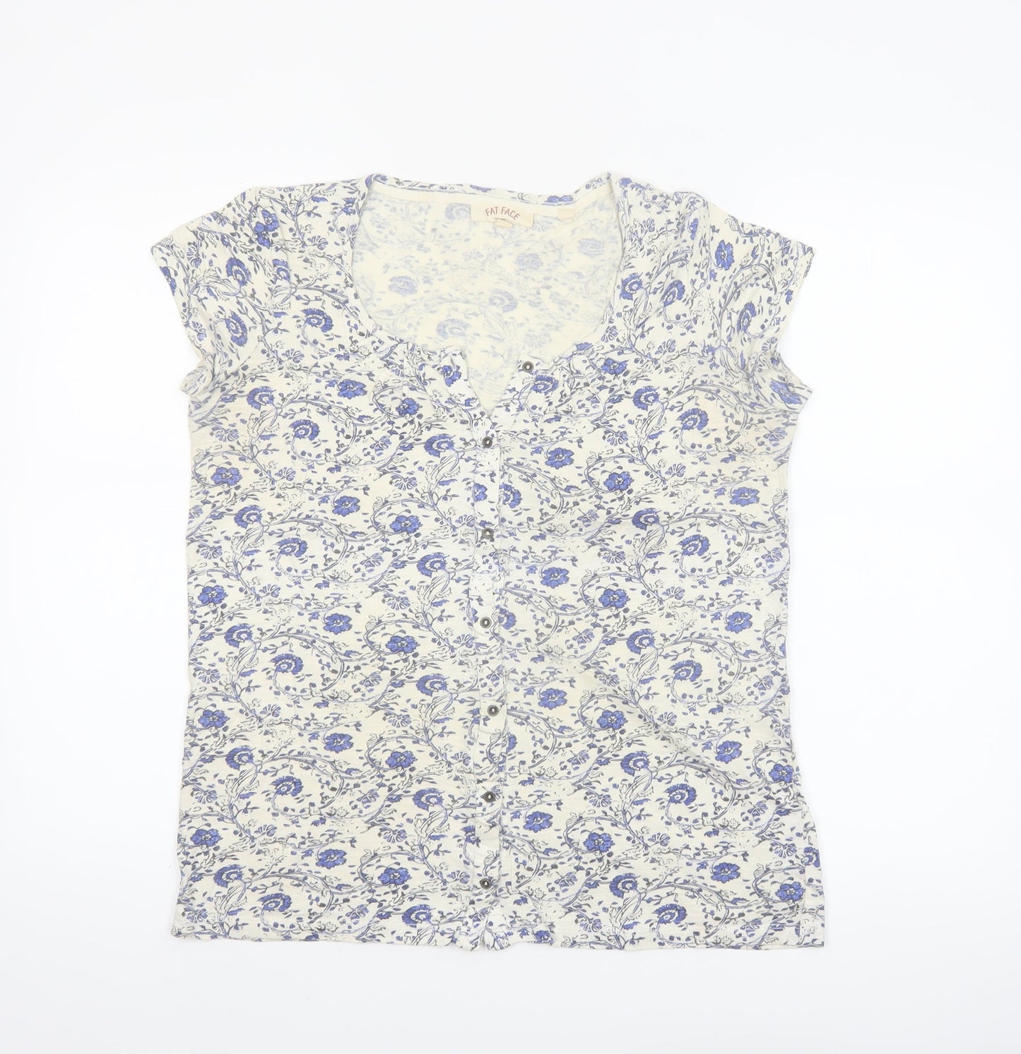Fat Face Women's Ivory Floral Button Blouse UK 6