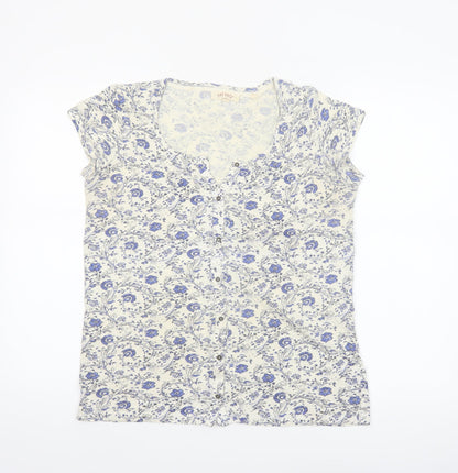 Fat Face Women's Ivory Floral Button Blouse UK 6