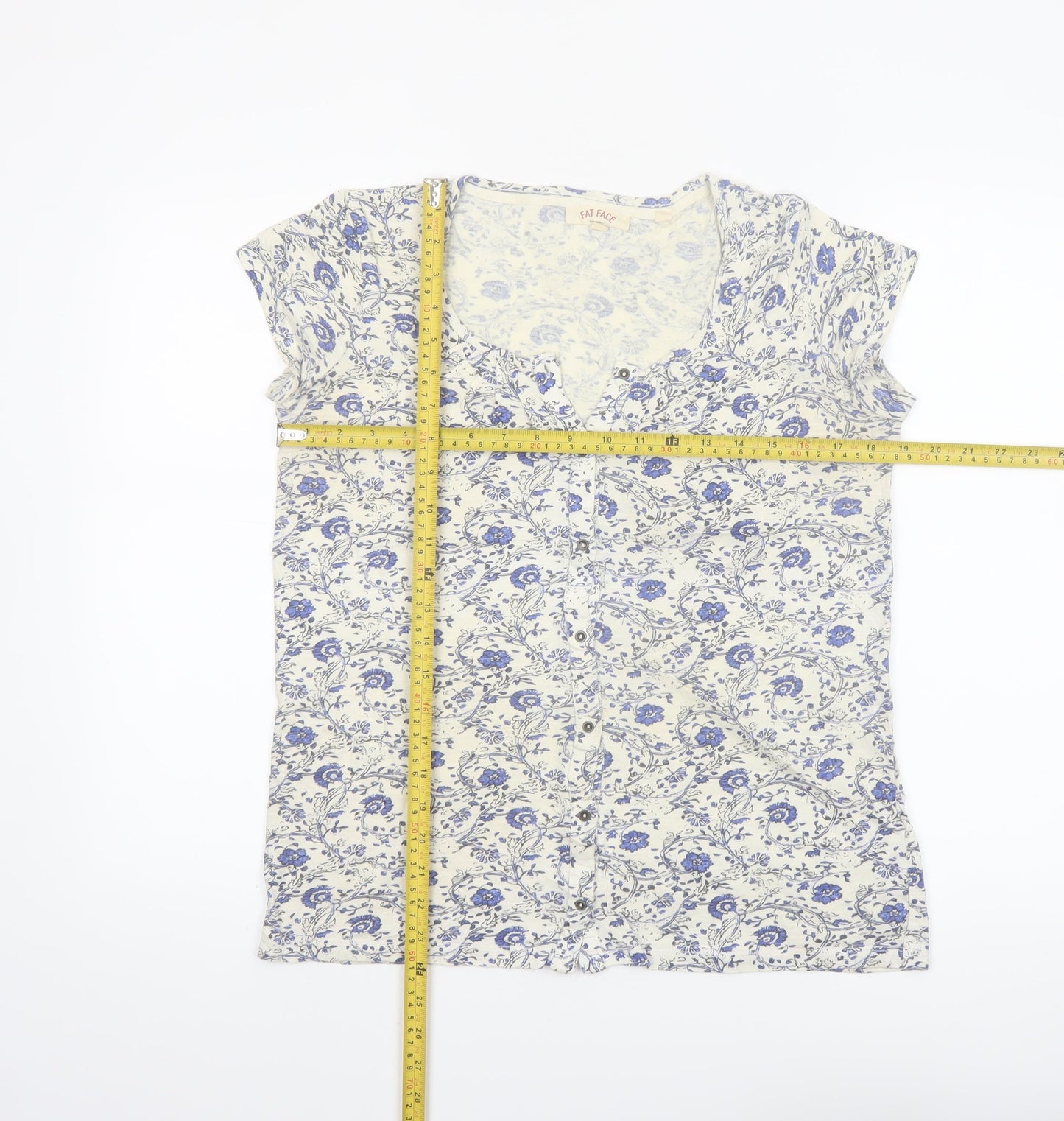 Fat Face Women's Ivory Floral Button Blouse UK 6