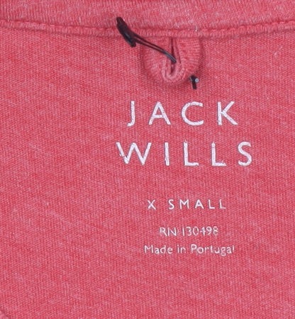 Jack Wills Mens Red Crew Neck Short Sleeve T-Shirt XS Classic Fit