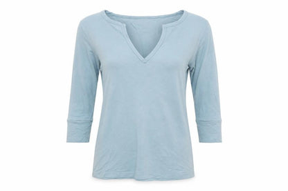 Whistles Women Blue V-Neck 3/4 Sleeve Basic Jersey Top Size 12