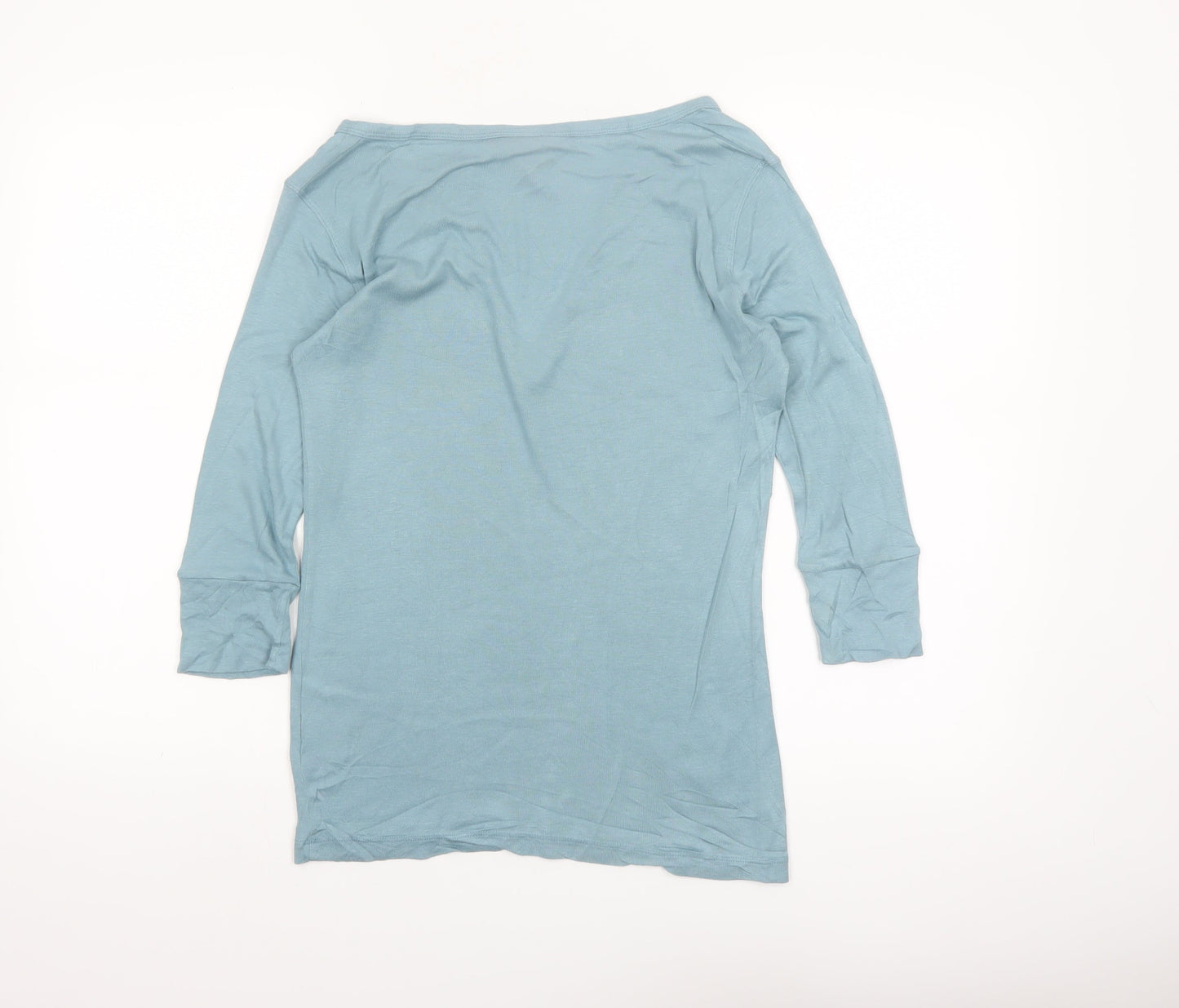 Whistles Women Blue V-Neck 3/4 Sleeve Basic Jersey Top Size 12