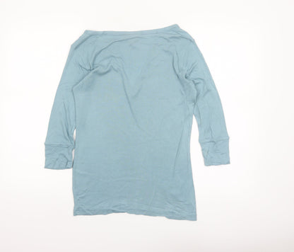 Whistles Women Blue V-Neck 3/4 Sleeve Basic Jersey Top Size 12